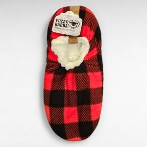 Fuzzy Babba Mens Slipper Socks Buffalo Red/Black L/XL
